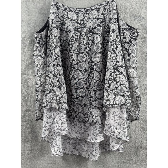 Faded Glory Womens Floral Black & White Sleeveless Chiffon Tank Top M (8-10) - Picture 12 of 12